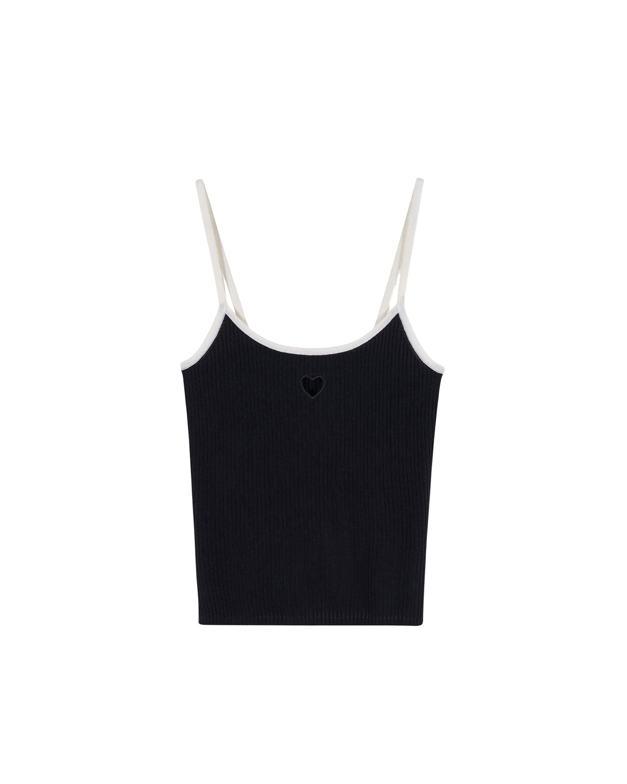 Heart wool strapless top - Black