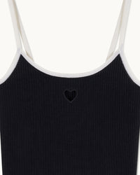 Heart wool strapless top - Black