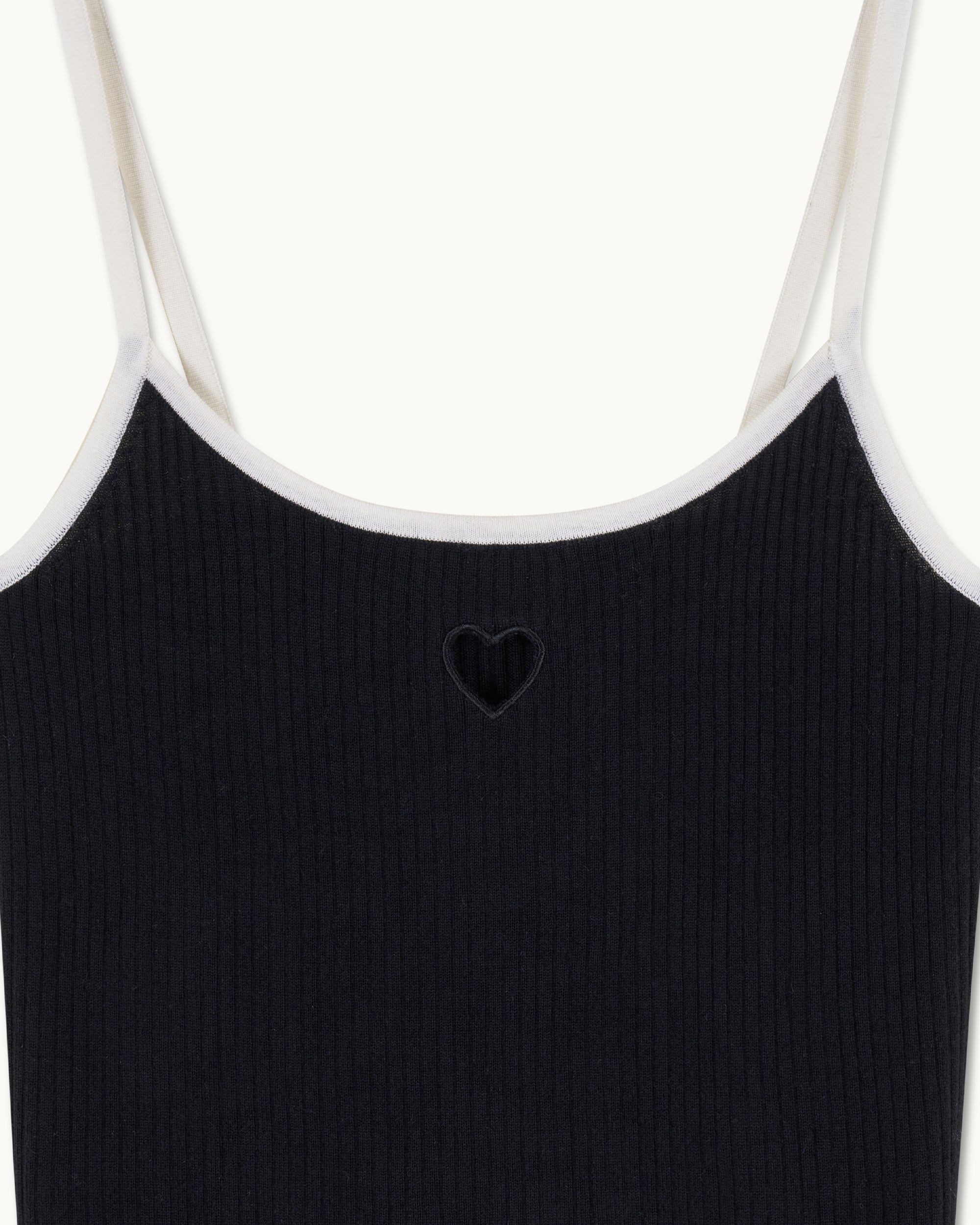 Heart wool strapless top - Black