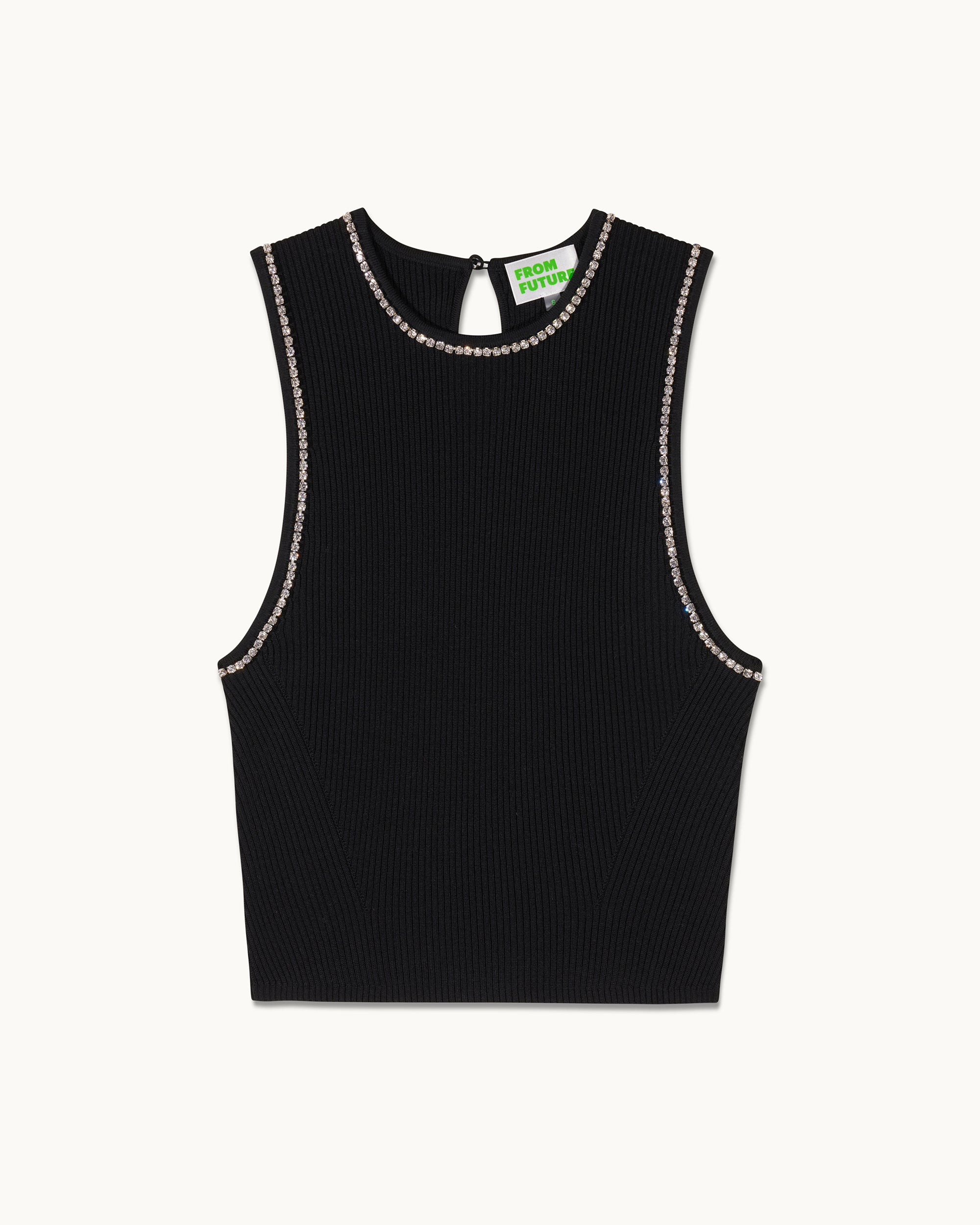 NOIR / NEW / QTY : 40 / Top Débardeur Col Strass - Noir