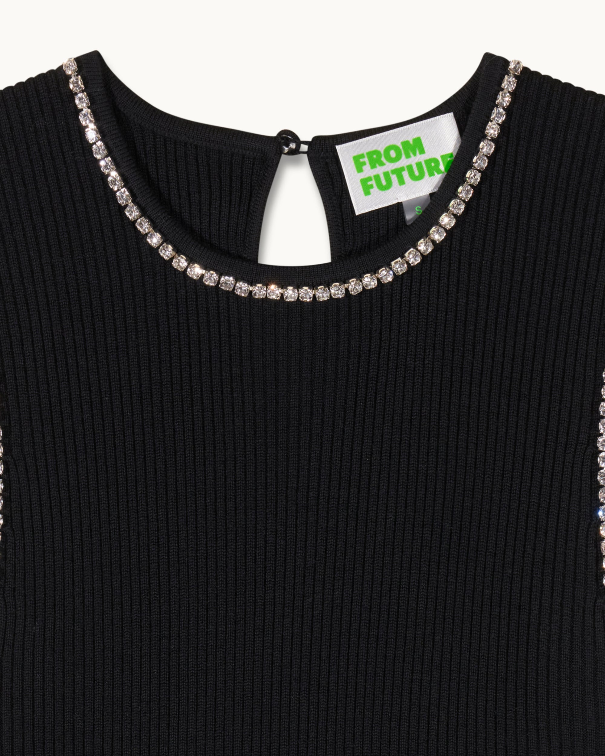 NOIR / NEW / QTY : 40 / Top Débardeur Col Strass - Noir