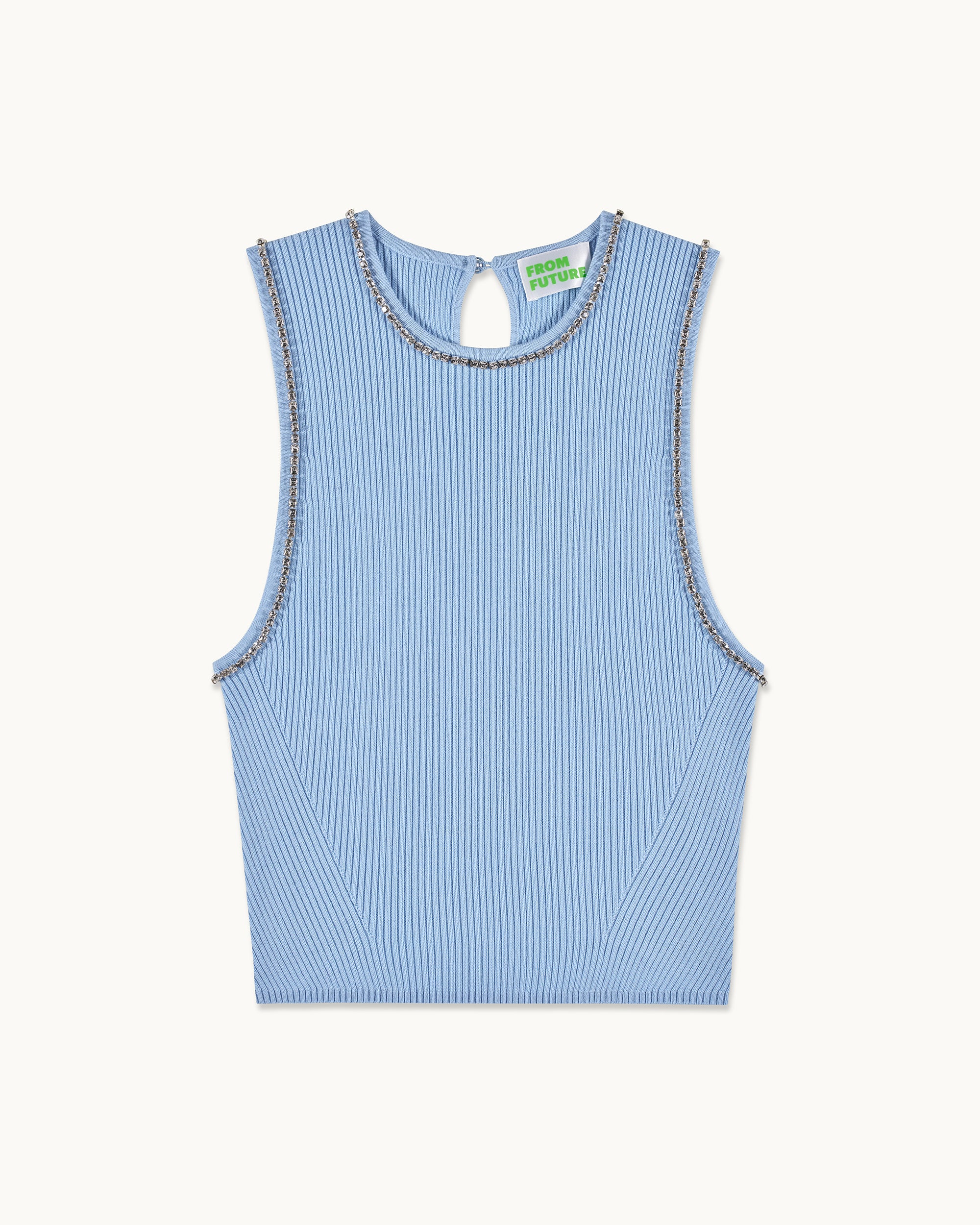 BABY BLUE / NEW / QTY : 78 / Top Débardeur Strass - Baby Blue