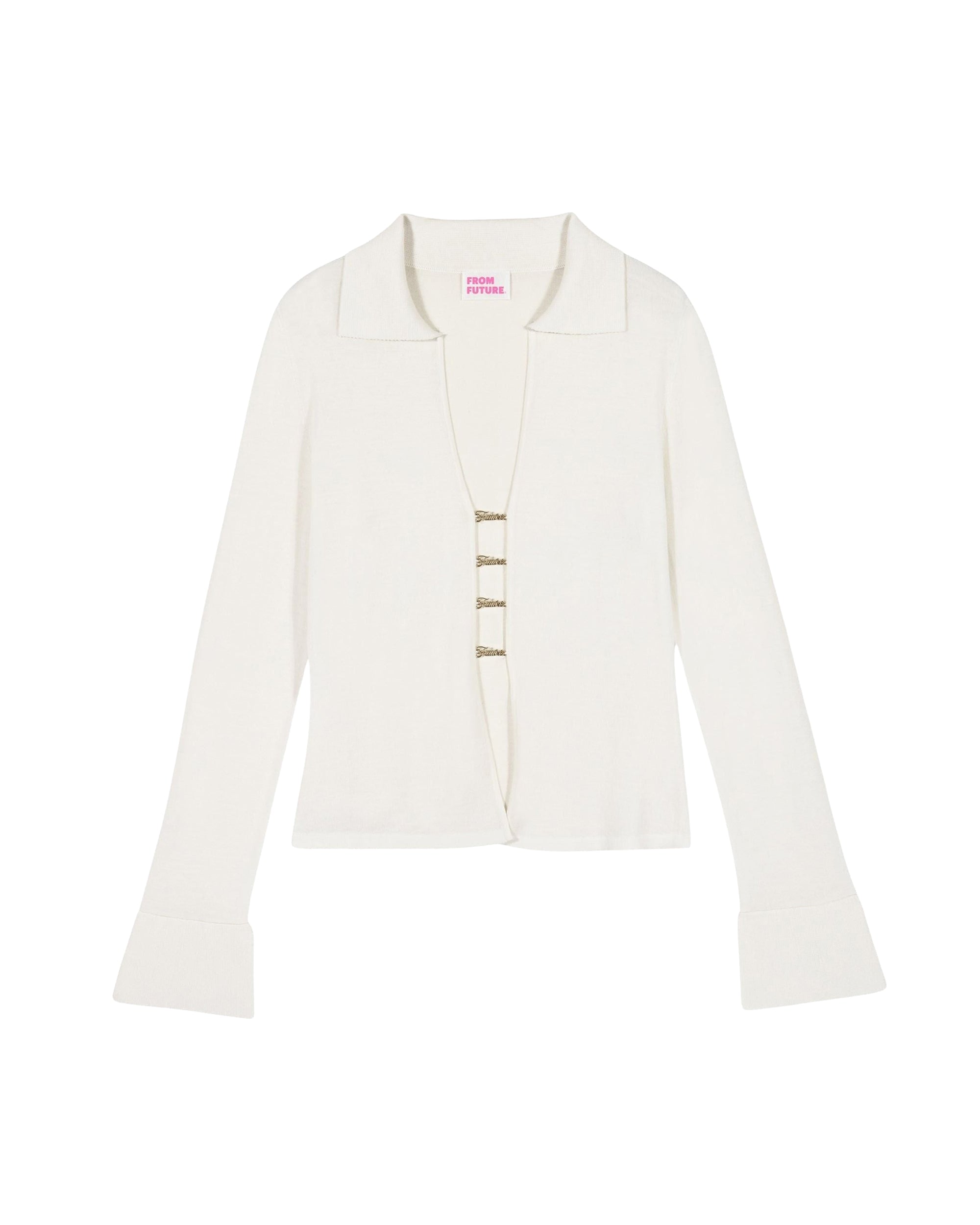 Gilet à manches longues en laine - Ecru