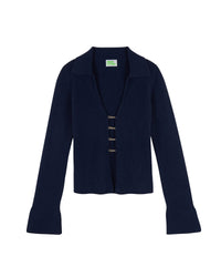Pull à col polo Future en cachemire - Navy