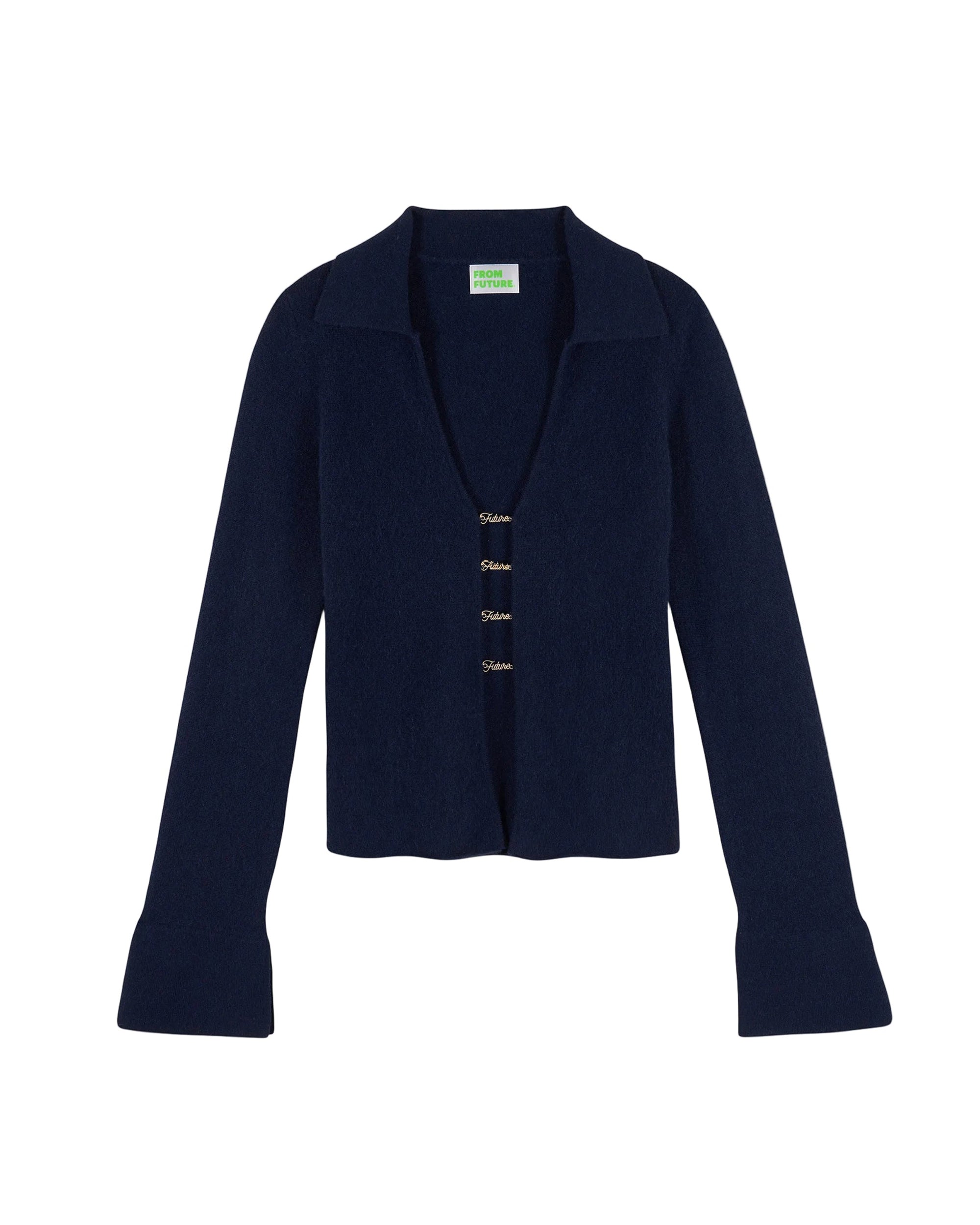 Pull à col polo Future en cachemire - Navy