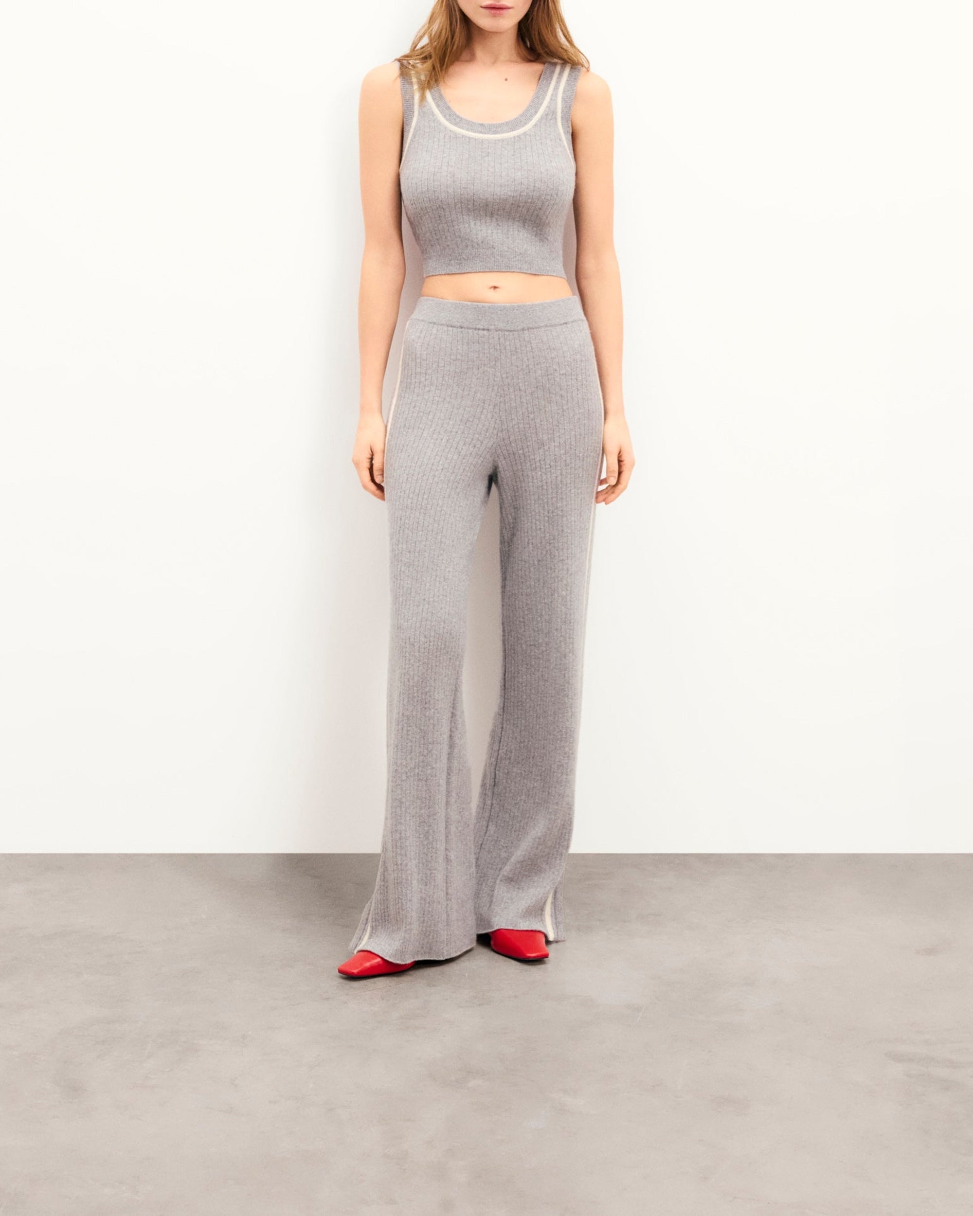 Brassière à bandes en cachemire - Gris Chiné Foncé