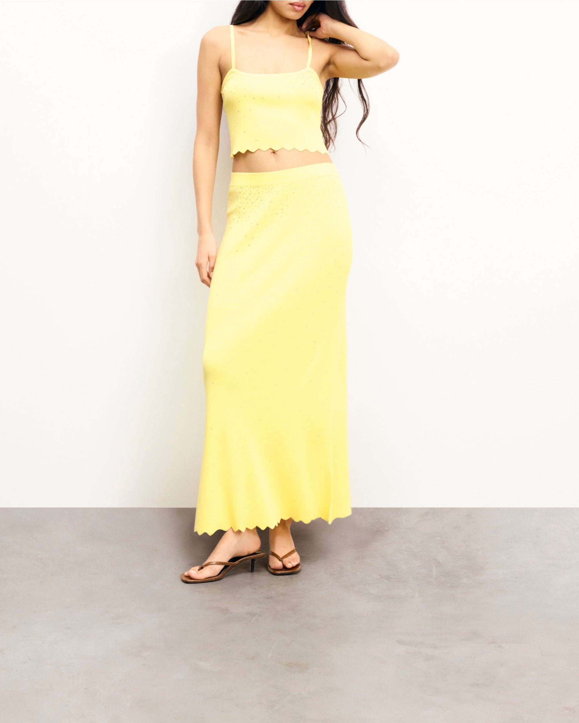Top à bretelles strass - Sky Yellow