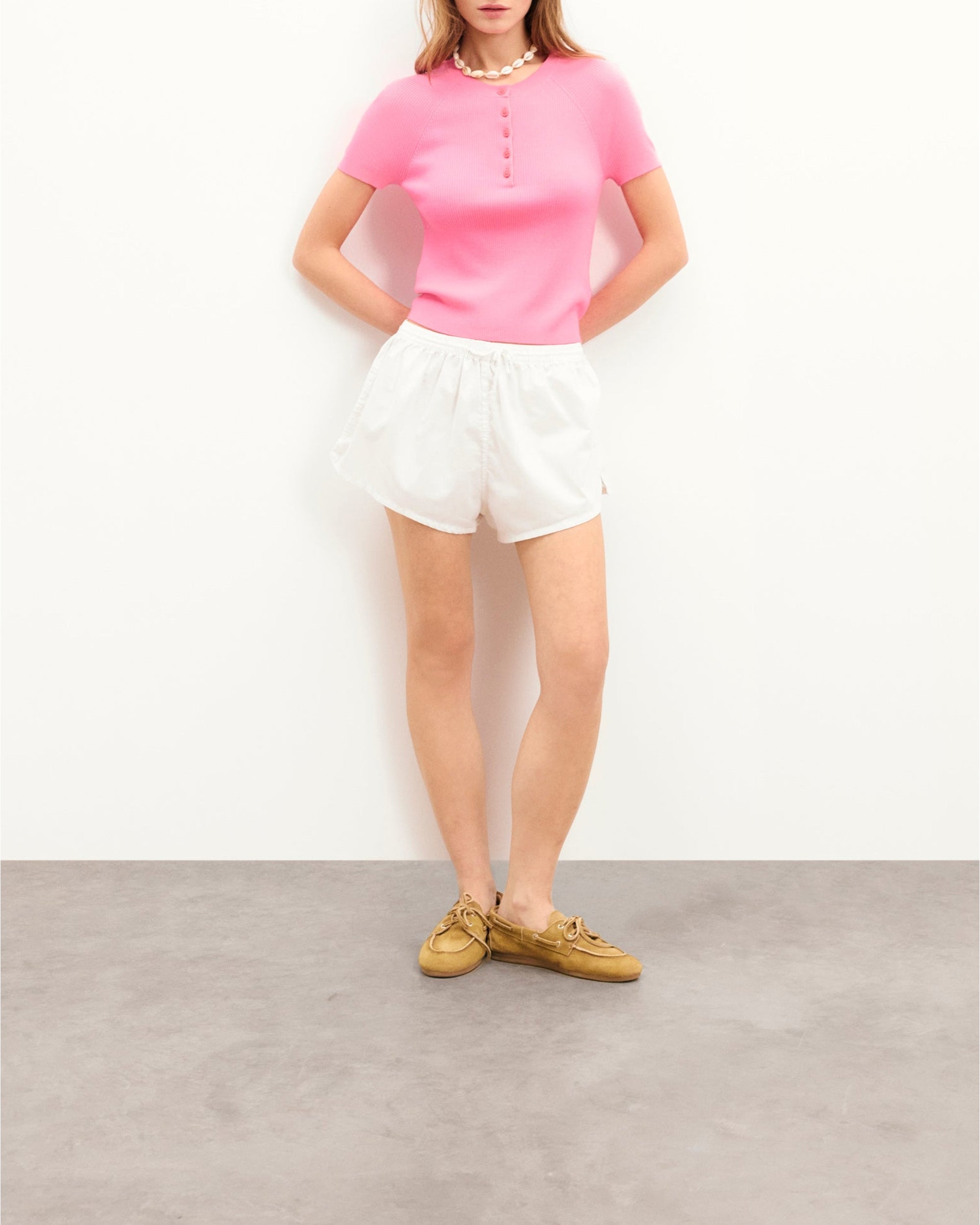 Pull à manches courtes en laine - Fantasy Pink