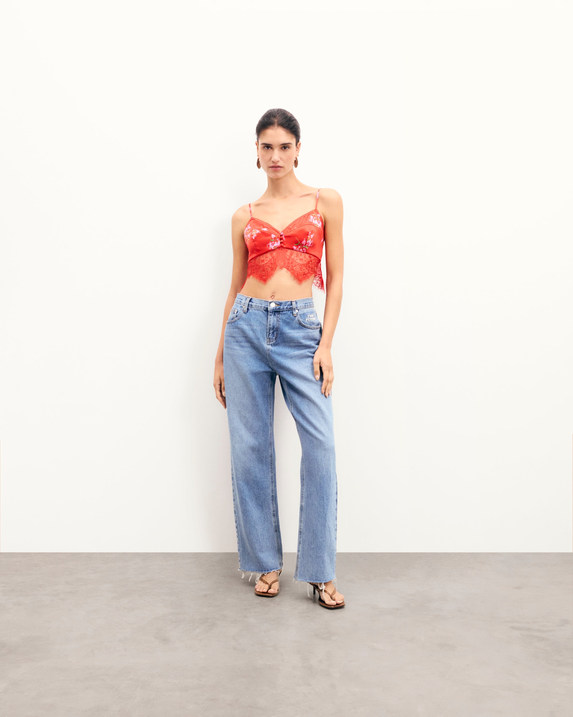 Y. ONLY PORTE / RUBY BLOOM / NEW / QTY : 32 / Top Bretelles Levana - Ruby Bloom