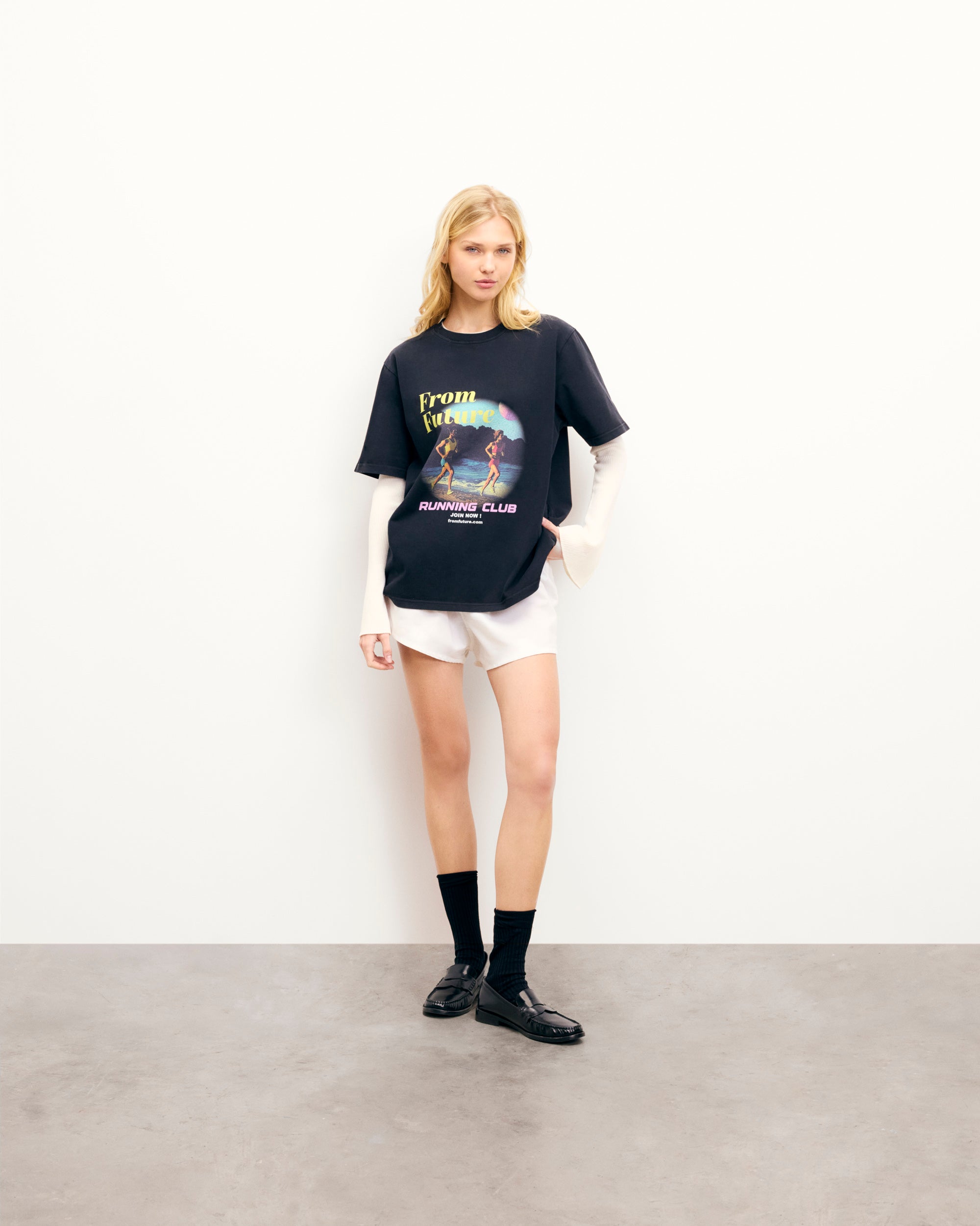 WASHED BLACK / NEW / QTY : 90 / T-shirt Col Rond Manches Courtes - Washed Black