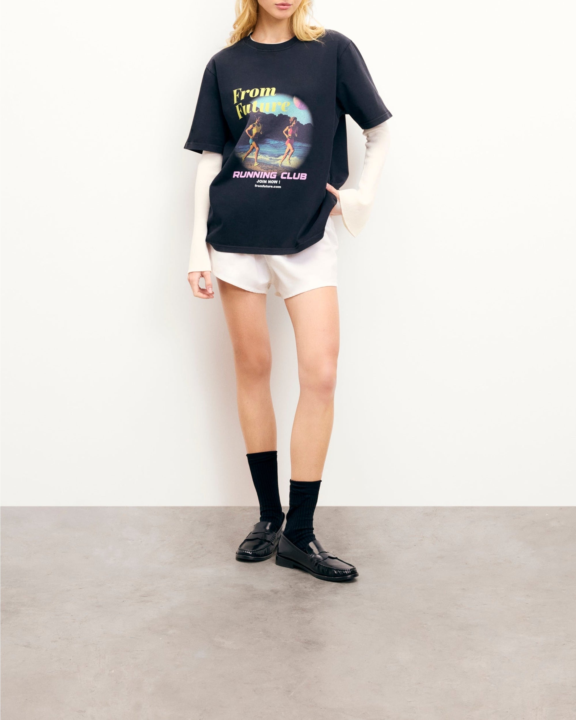 T-shirt à col rond - Washed Black