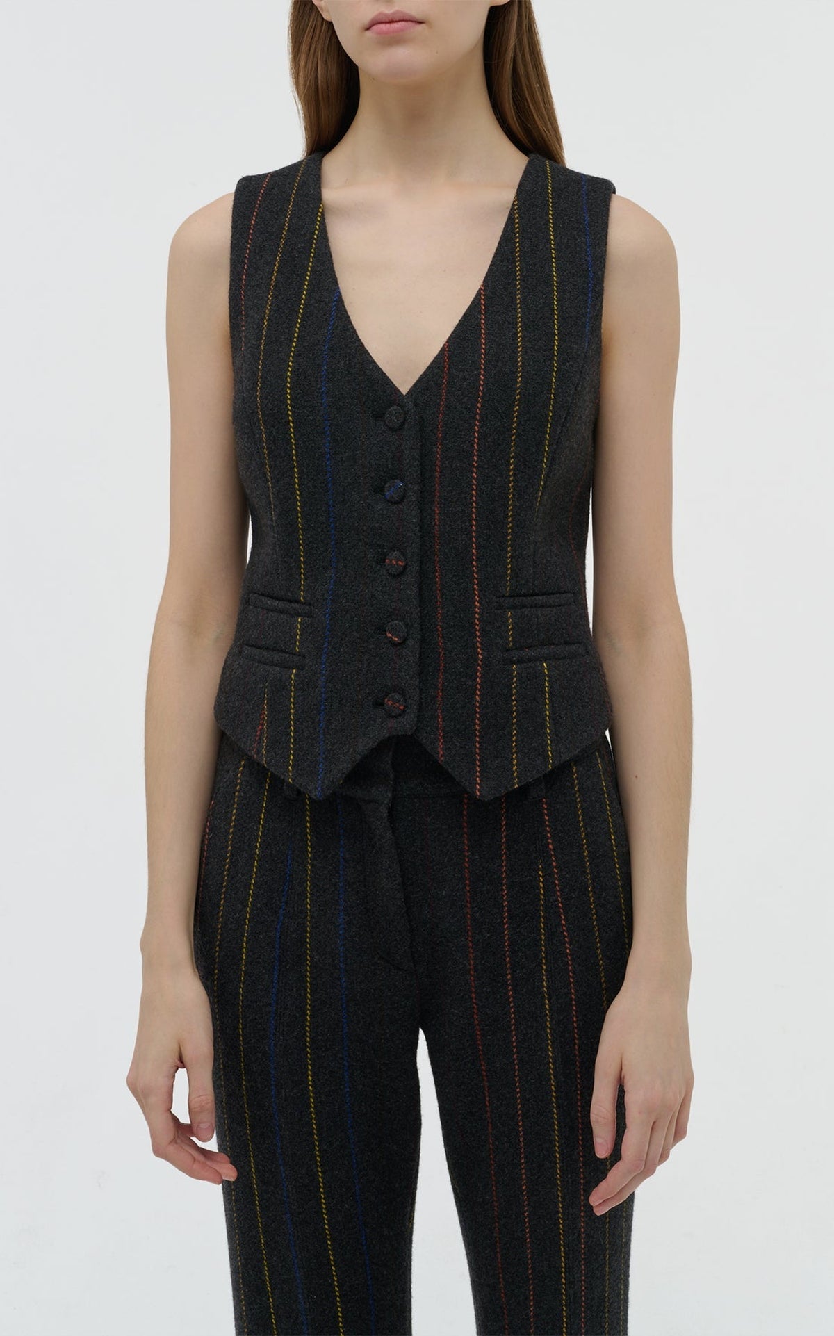 Charcoal Multi / Gilet Coleridge en laine - Charcoal Multi