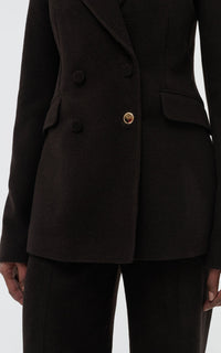 Chocolate / Veste blazer Stephanie en cachemire - Chocolate