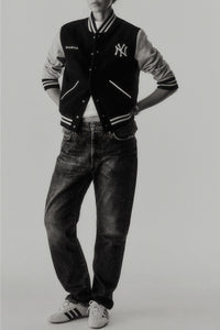 Veste bomber Varsity en laine - Dark Navy & Cream