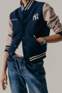 Veste universitaire Homerun en laine - Bleu Marine & Crème