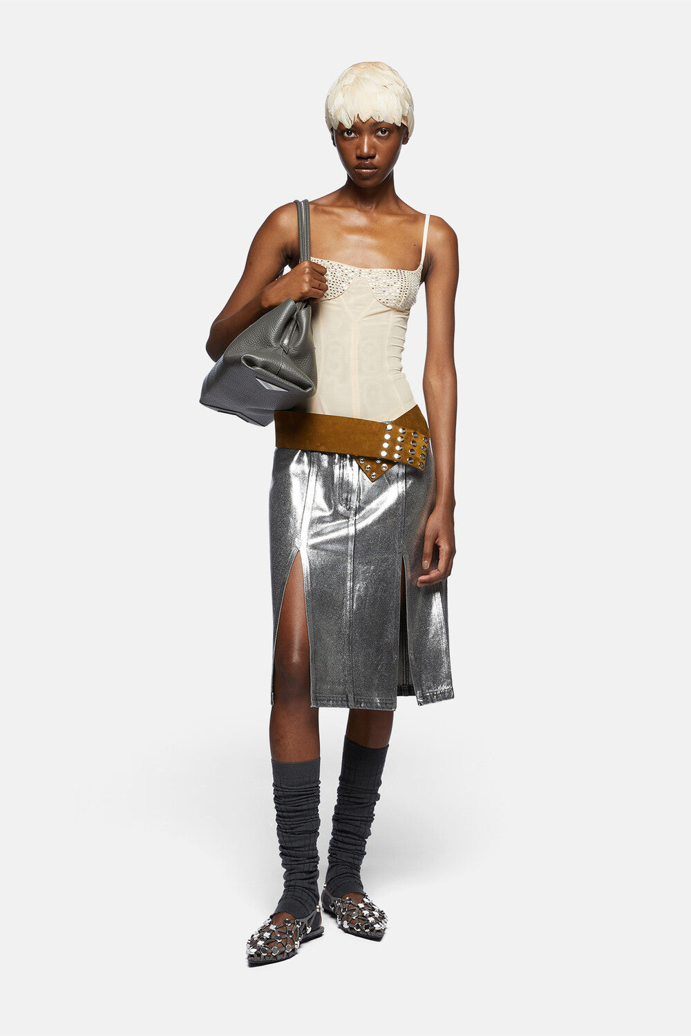 Midi skirt - SILVER