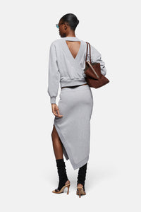 Midi skirt - Melange grey/beige