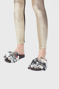 Mules ornées de sequins - Silver