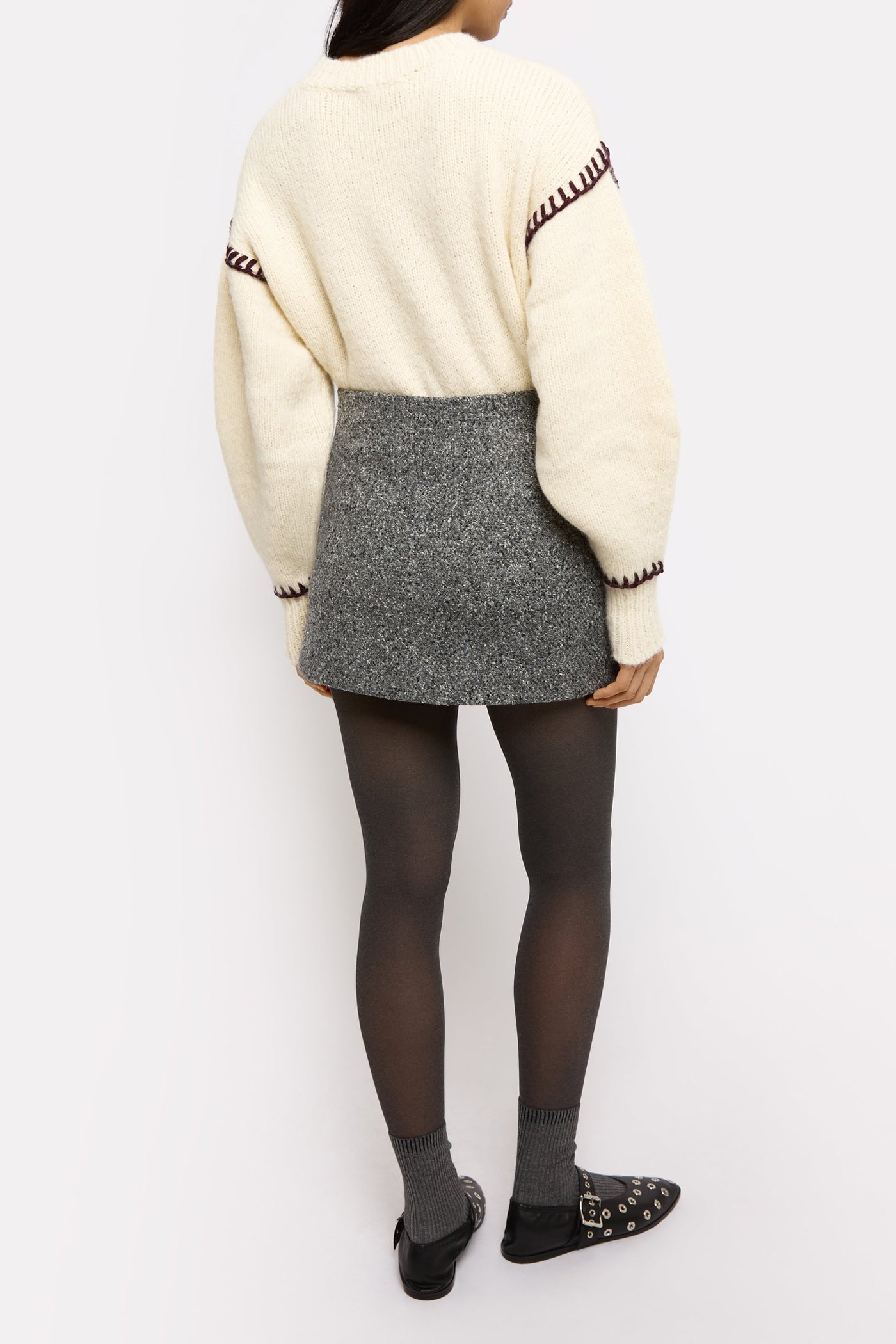 Mini jupe Night en laine - Gris