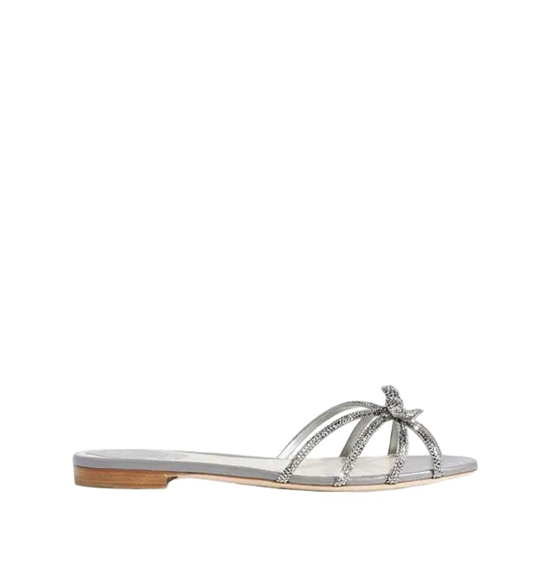 Sandales plates Caterina à strass en satin - Grigio & Light Crome