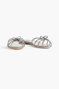 Sandales plates Caterina à strass en satin - Grigio & Light Crome