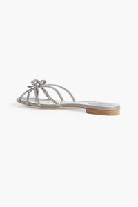 Sandales plates Caterina à strass en satin - Grigio & Light Crome