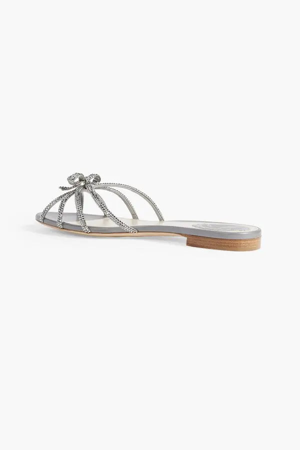 Sandales plates Caterina à strass en satin - Grigio & Light Crome