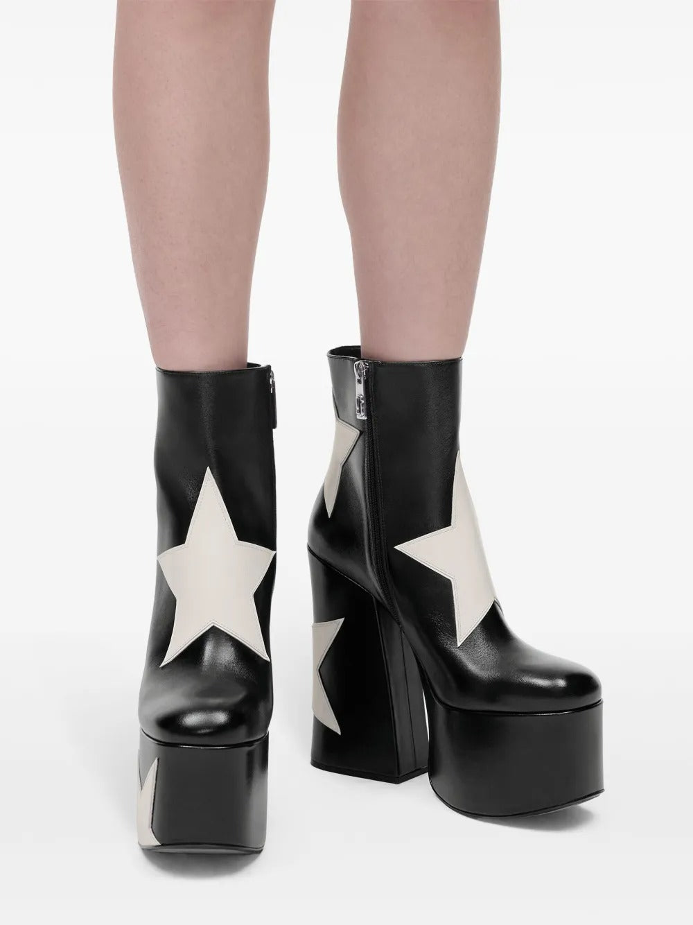 Bottines à plateforme Kiki 160 en cuir - Black & White