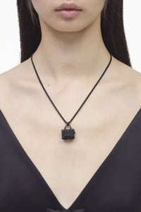 Pave Monogram necklace in brass - Silver & Crystal