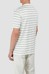 T-shirt rayé en lin - Blanc & Vert
