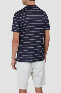 Striped linen T-shirt - Blue & white