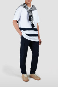 Double-striped T-shirt - White & blue