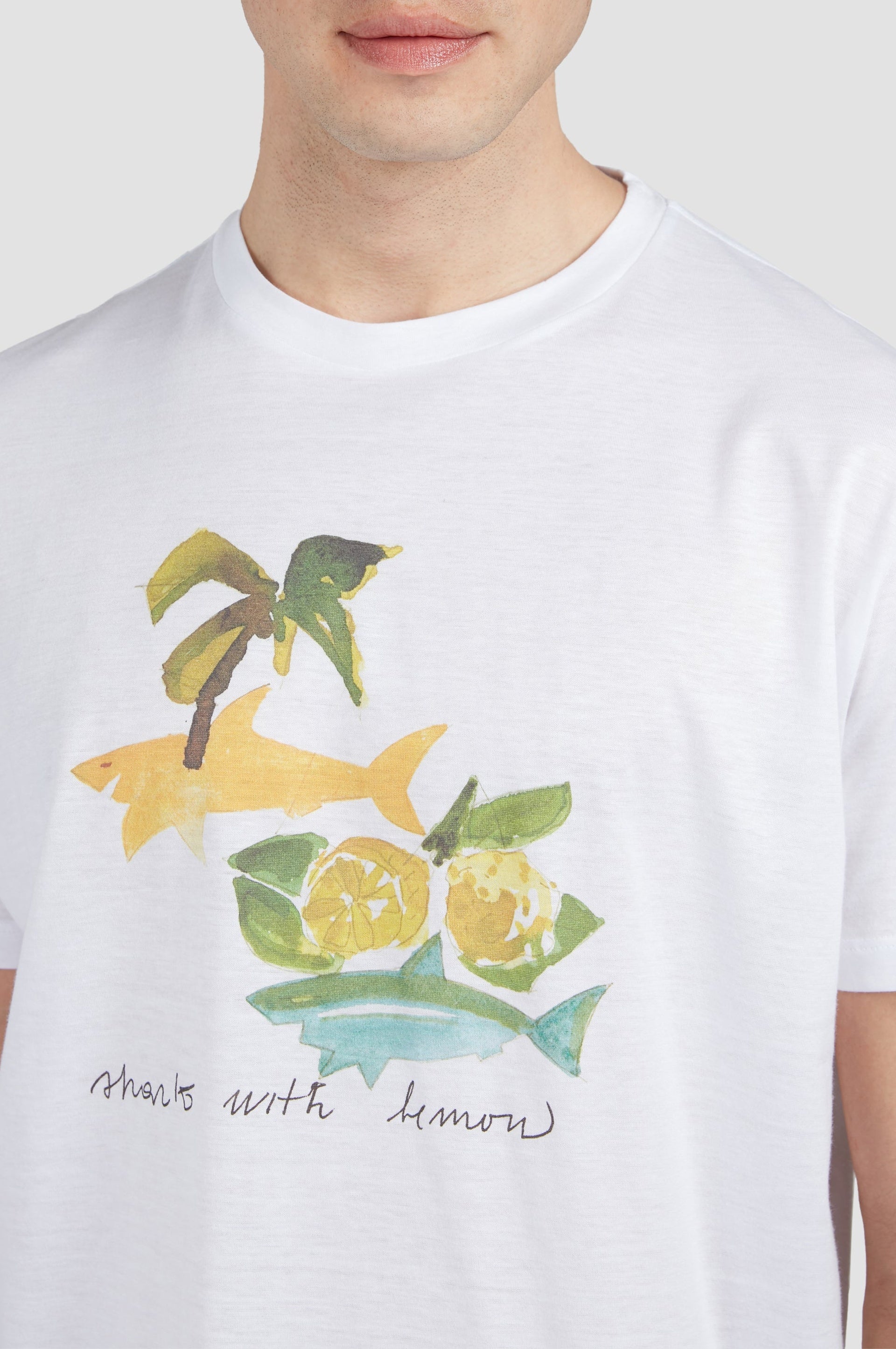 Riviera printed short-sleeved T-shirt - White