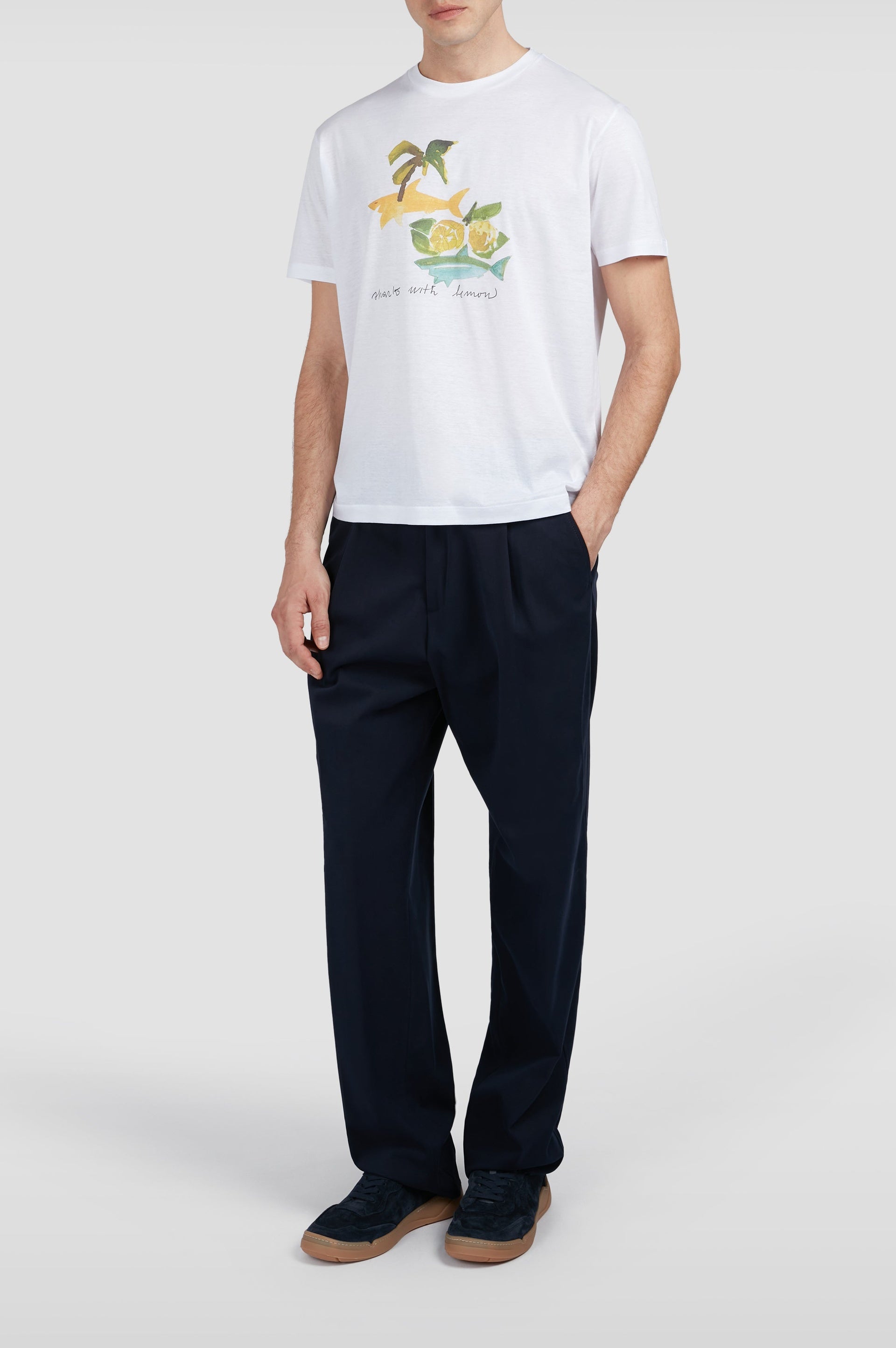 Riviera printed short-sleeved T-shirt - White