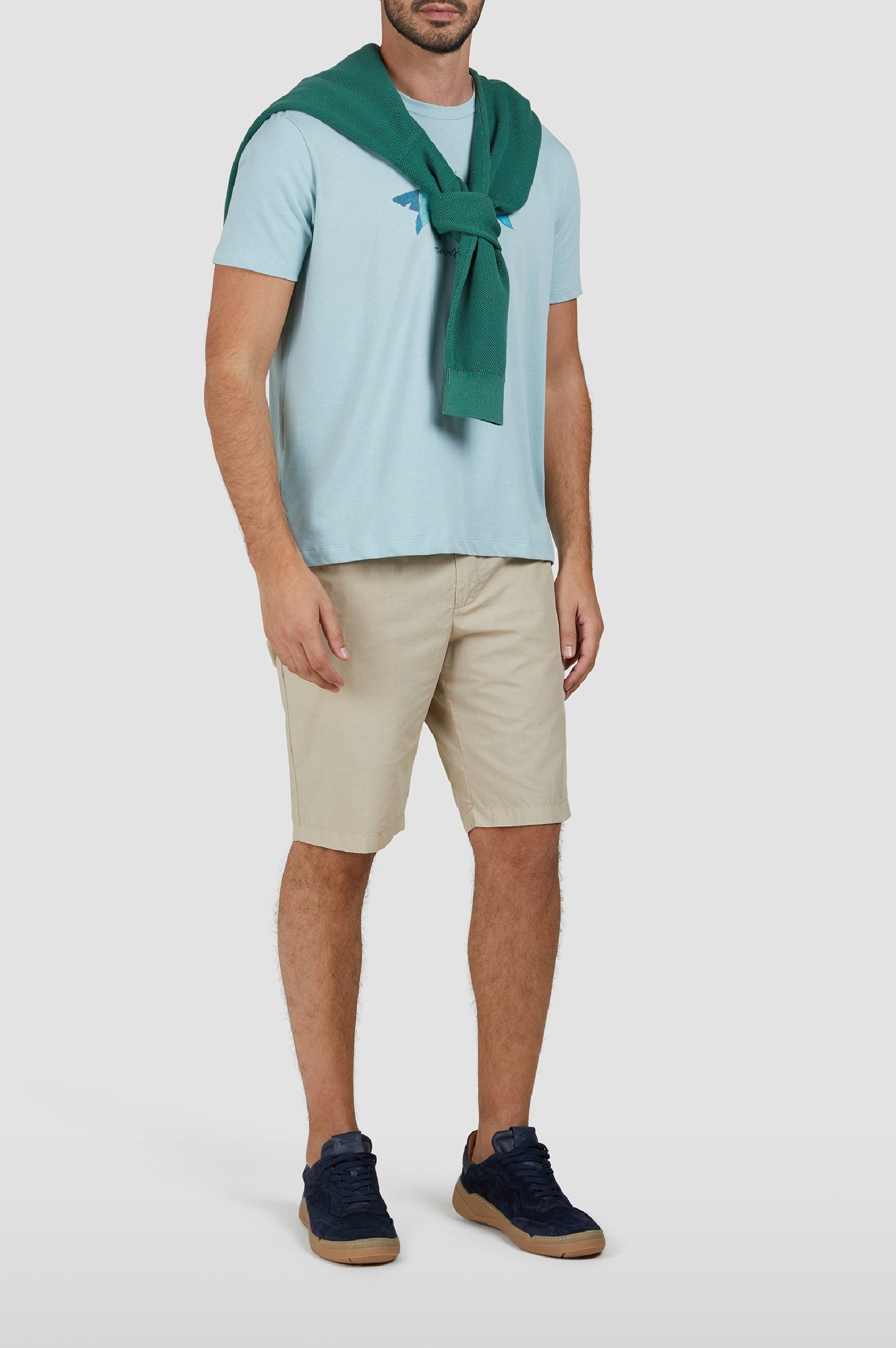 T-shirt imprimé à manches courtes - Bleu aquatique