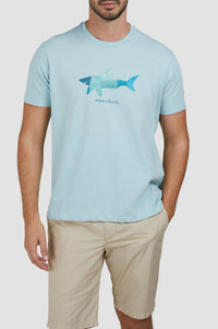 T-shirt imprimé à manches courtes - Bleu aquatique