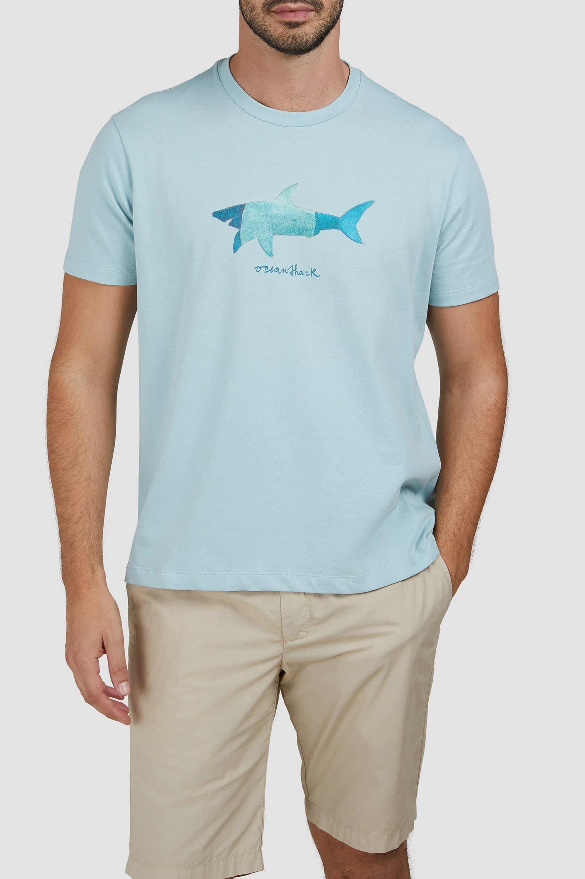 T-shirt imprimé à manches courtes - Bleu aquatique