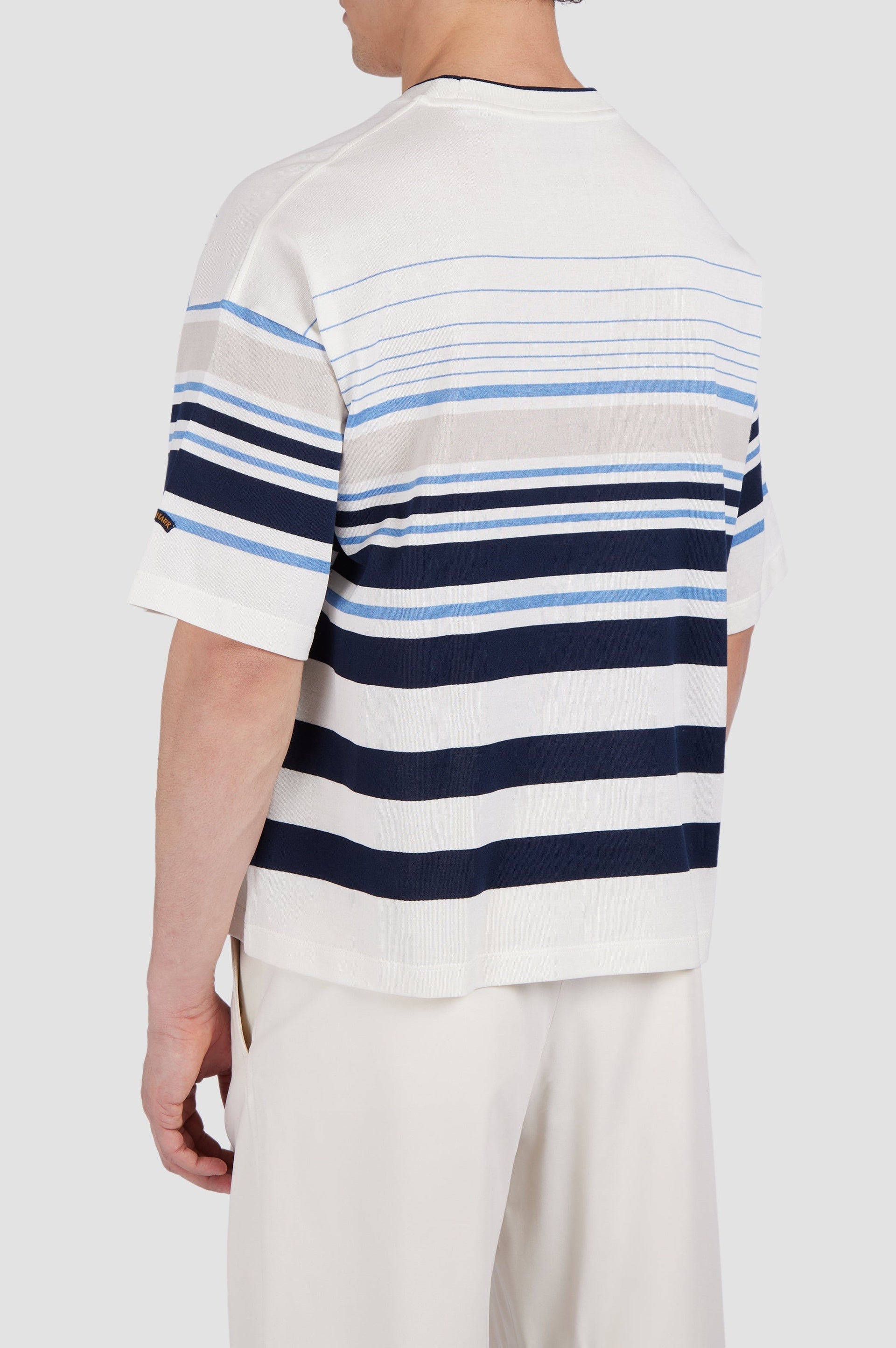 T-shirt à rayures - Blanc & bleu