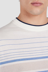 T-shirt à rayures - Blanc & bleu