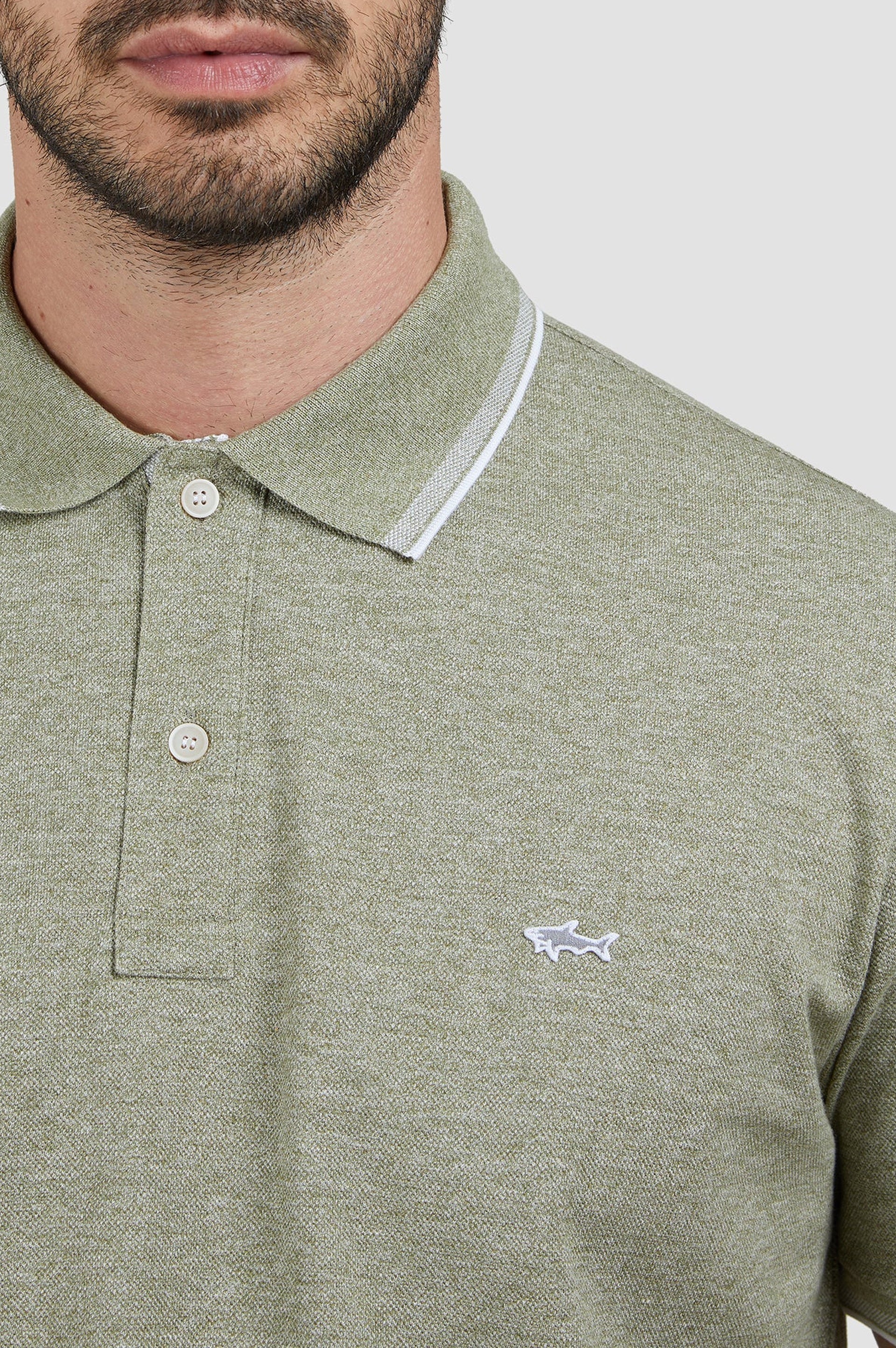 Polo boutonné et à logo - Sauge
