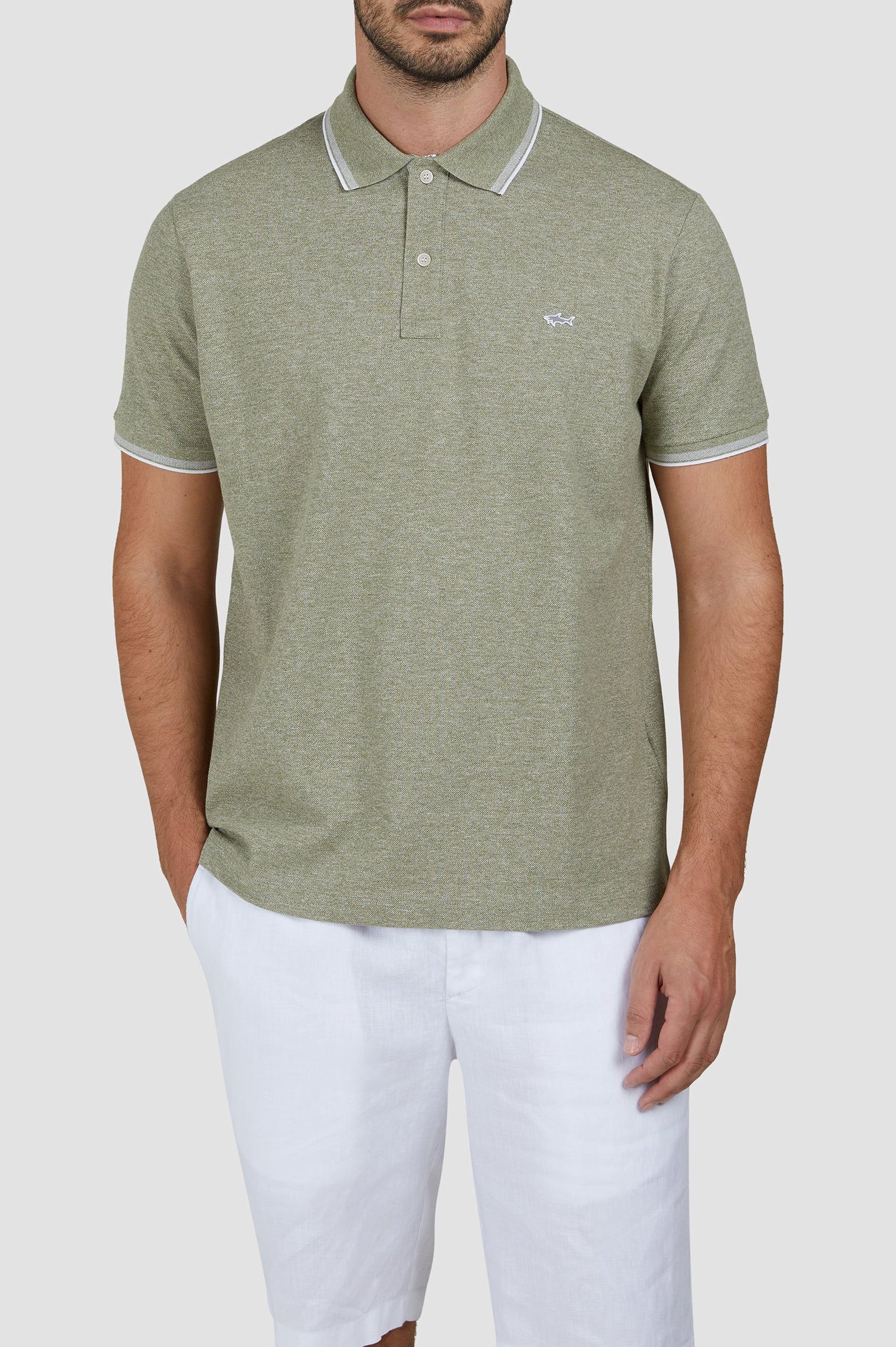 Polo boutonné et à logo - Sauge