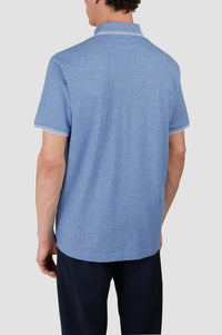 Button-up polo shirt with logo - Steel blue