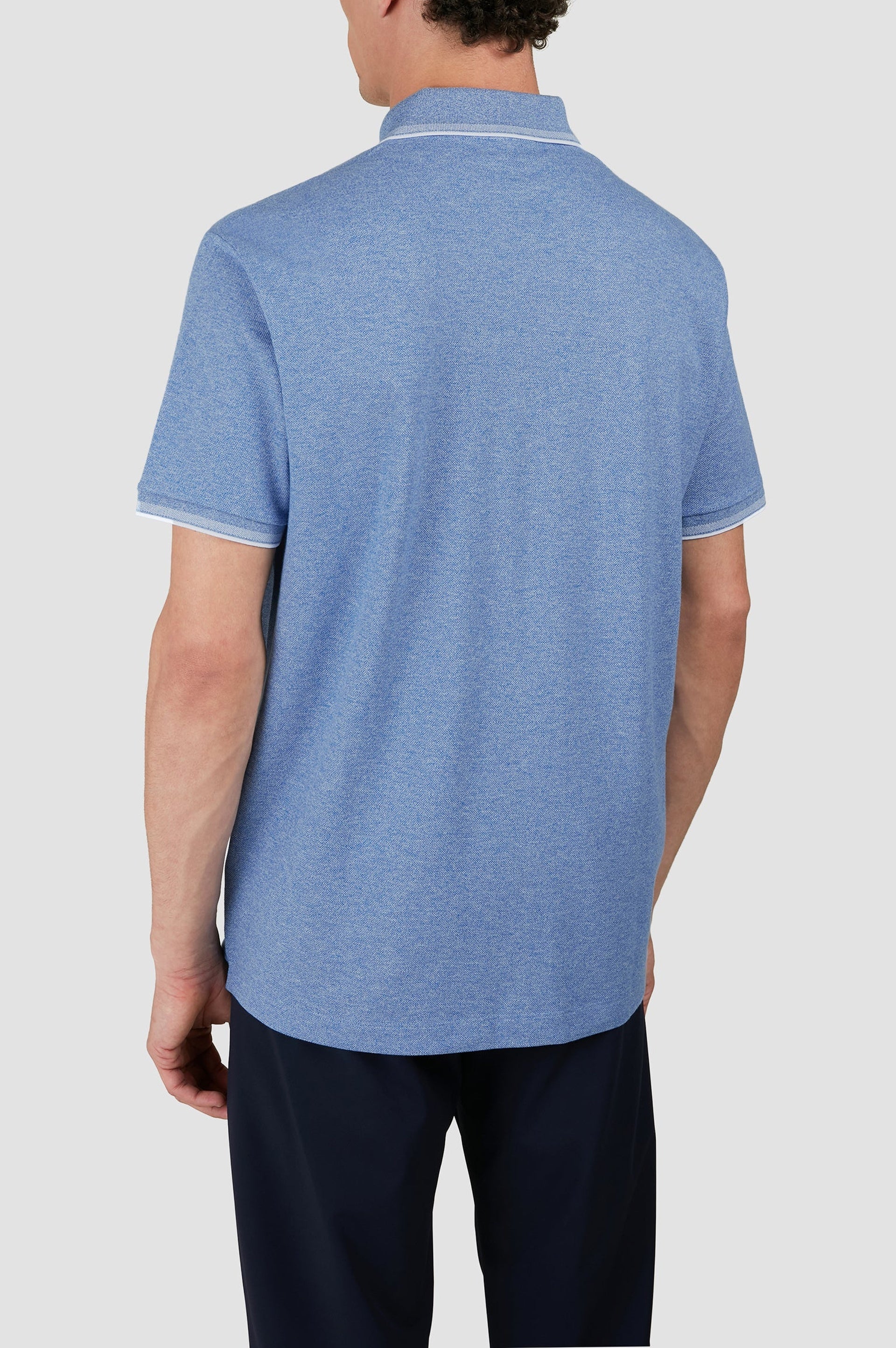 Button-up polo shirt with logo - Steel blue