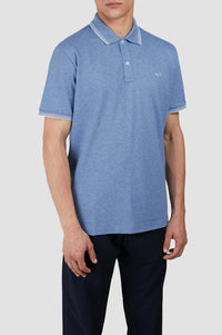 Button-up polo shirt with logo - Steel blue