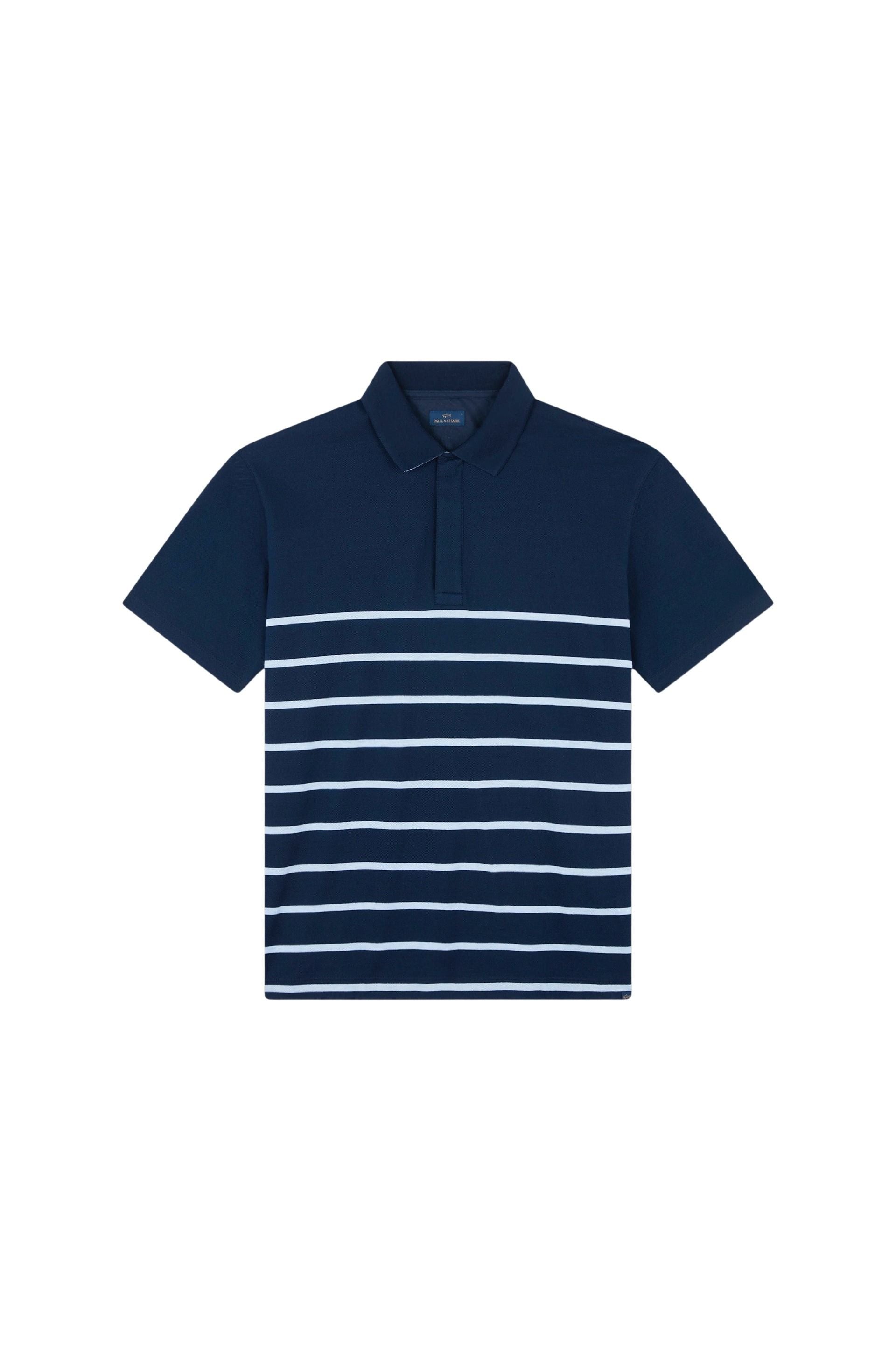 Polo boutonné à rayures - Blu & Azzurro