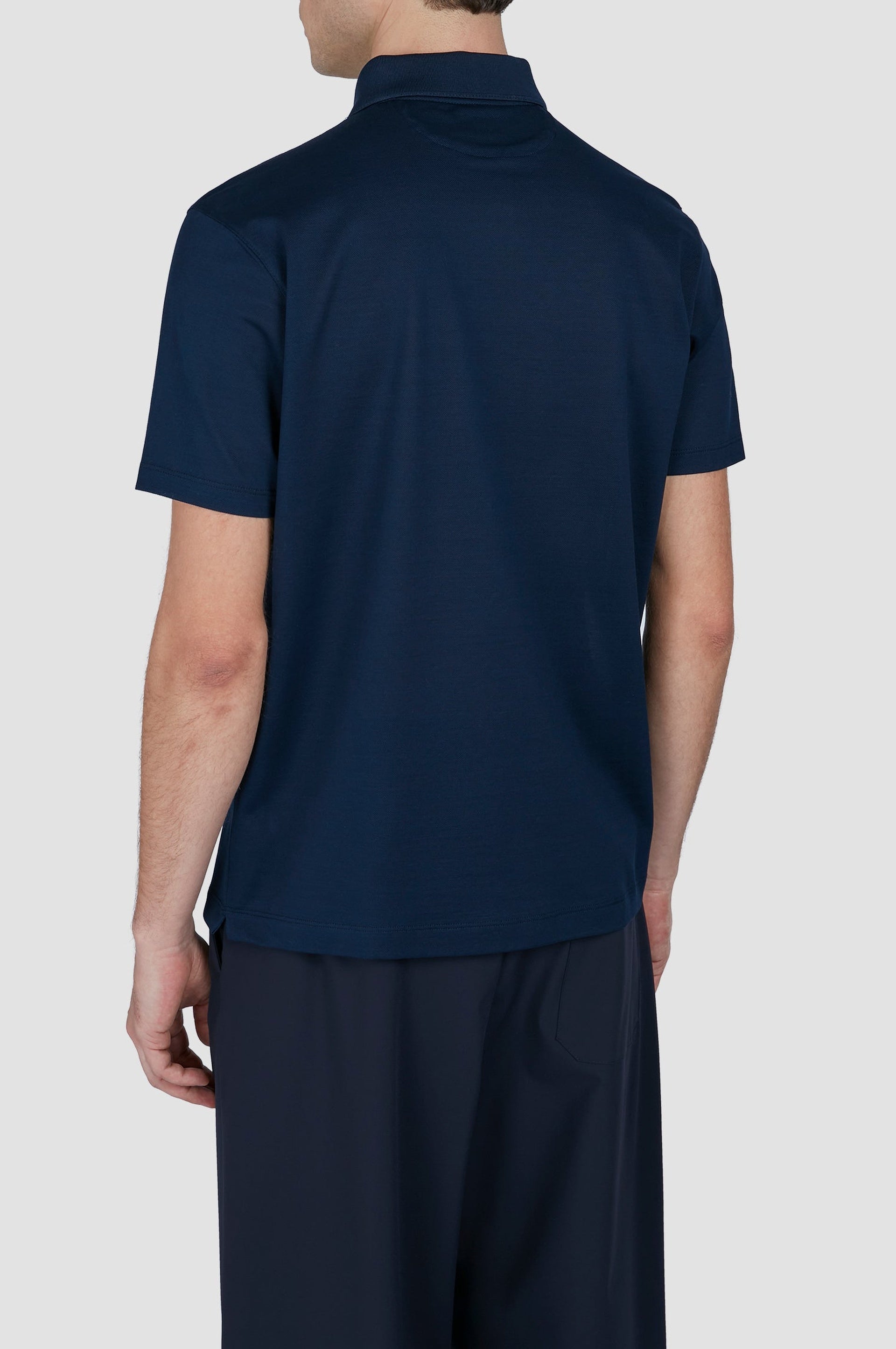 Button-down polo shirt - Blue chequered