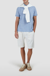 Striped polo shirt with logo - Aviator blue & white