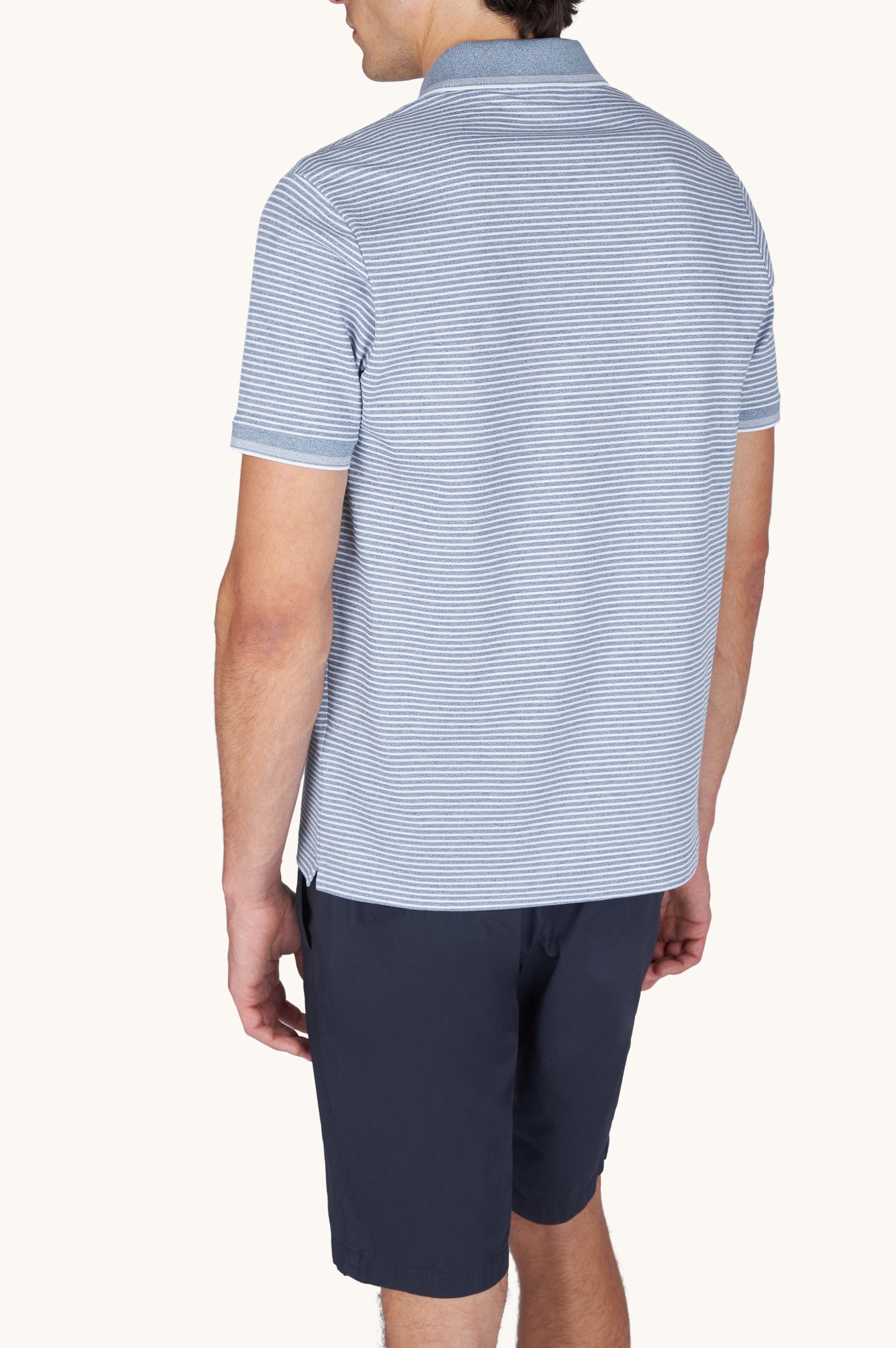 Striped polo shirt with logo - Aviator blue & white