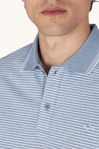 Striped polo shirt with logo - Aviator blue & white