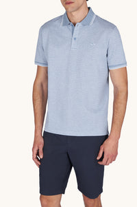 Striped polo shirt with logo - Aviator blue & white